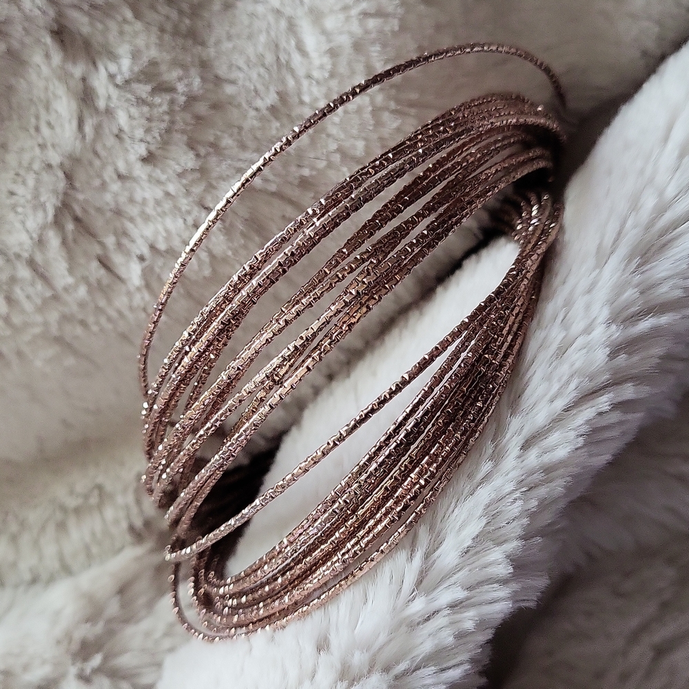 Rose Gold Over Sterling Silver Stacked Bangles